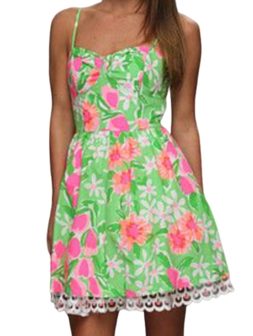 Lilly Pulitzer Floral Crochet Scallop Lace Mini Dress Sz 00
